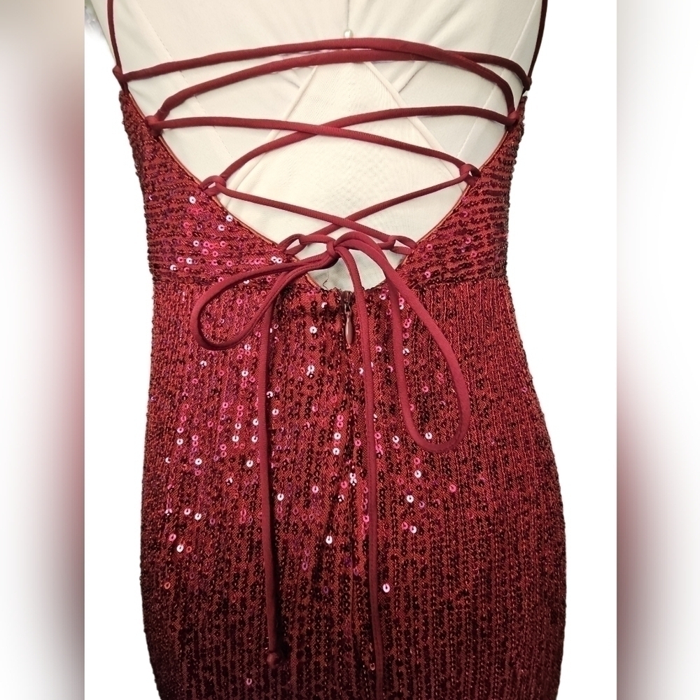 Sequin Burgundy strappy party dress women's XL - Picture 7 of 11